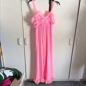 Vintage Hot Pink Ruffled one piece pjs